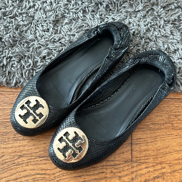 Tory Burch Black Reva Flats - Picture 1 of 9